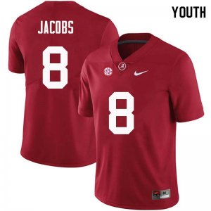 NCAA Youth Alabama Crimson Tide #8 Joshua Jacobs Stitched College Nike Authentic Crimson Football Jersey OP17K57FO
